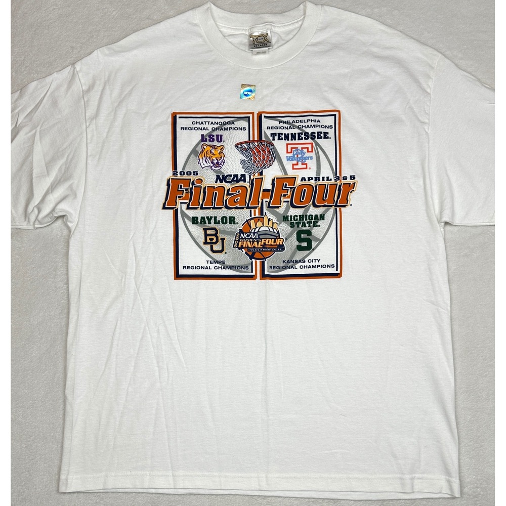 Vintage 2005 NCAA Womens Final‎ Four T-Shirt White XXL LSU Tennessee Baylor MSU